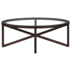 Table ovale en verre transparent et bois naturel – Table d'appoint / Table basse