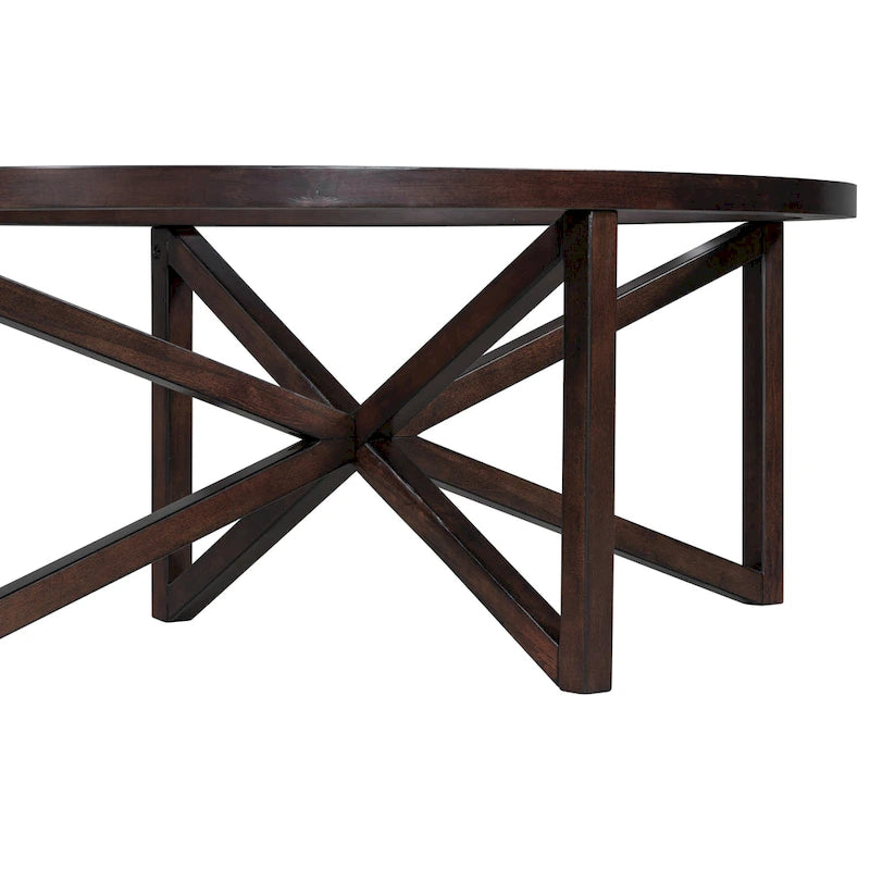 Table ovale en verre transparent et bois naturel – Table d'appoint / Table basse