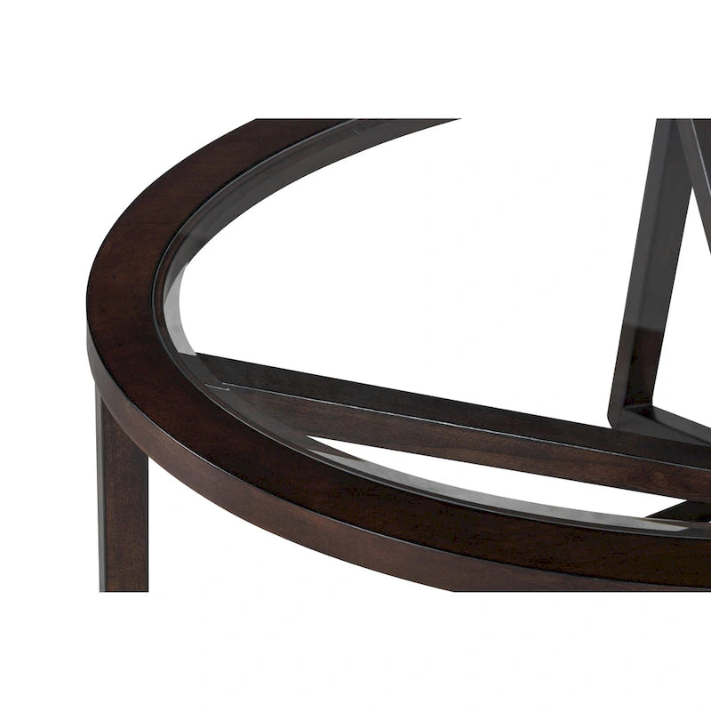 Table ovale en verre transparent et bois naturel – Table d'appoint / Table basse