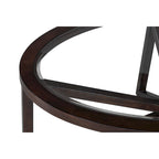 Table ovale en verre transparent et bois naturel – Table d'appoint / Table basse
