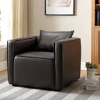 Fauteuil club en similicuir gris / marron vieilli, 1 place