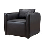 Fauteuil club en similicuir gris / marron vieilli, 1 place