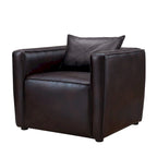 Fauteuil club en similicuir gris / marron vieilli, 1 place