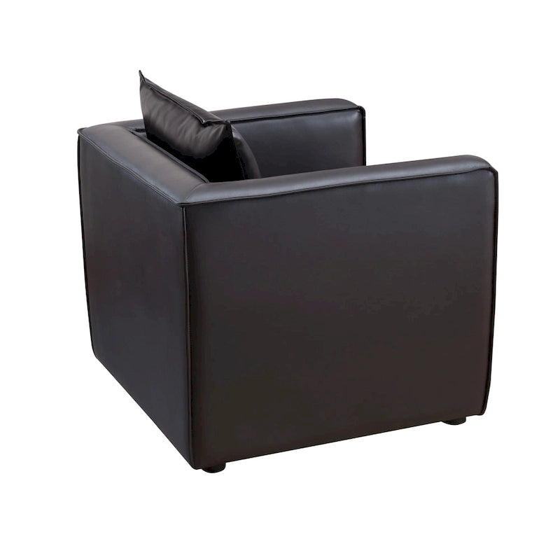 Fauteuil club en similicuir gris / marron vieilli, 1 place