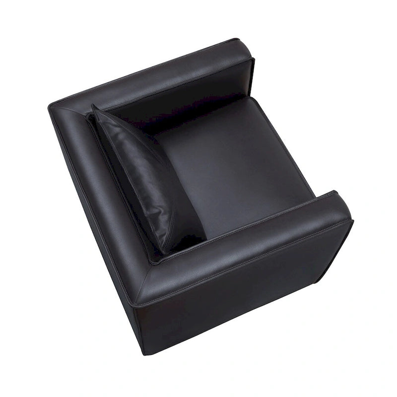 Fauteuil club en similicuir gris / marron vieilli, 1 place