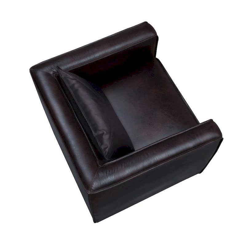 Fauteuil club en similicuir gris / marron vieilli, 1 place