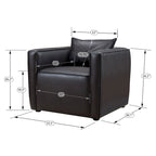 Fauteuil club en similicuir gris / marron vieilli, 1 place