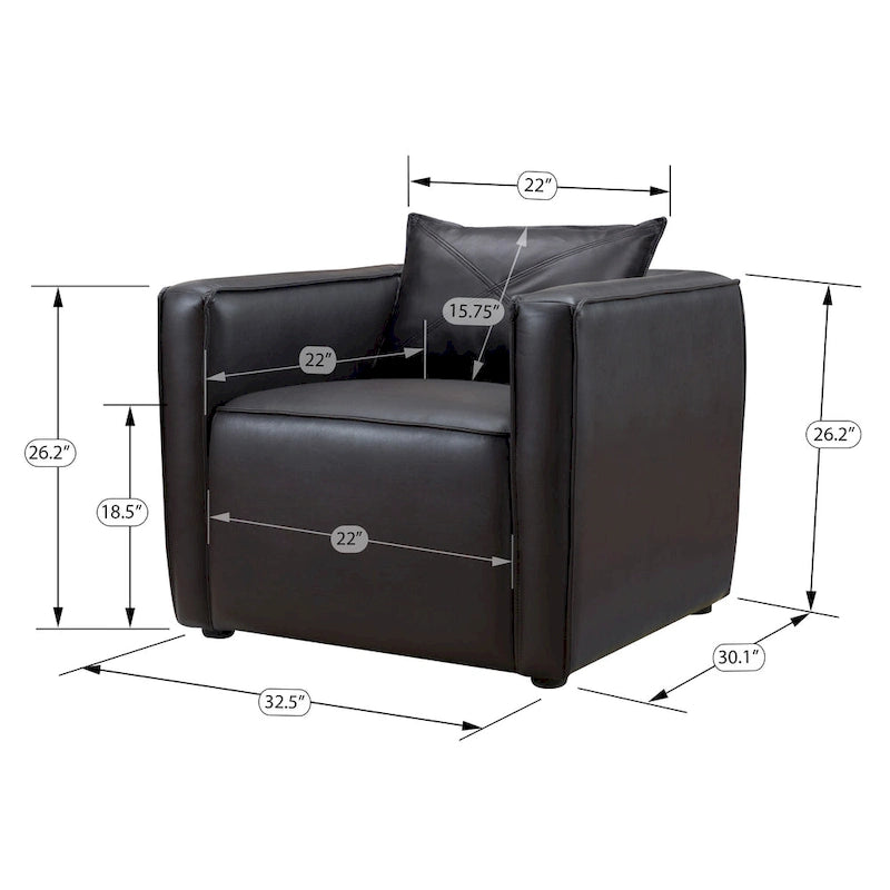 Fauteuil club en similicuir gris / marron vieilli, 1 place