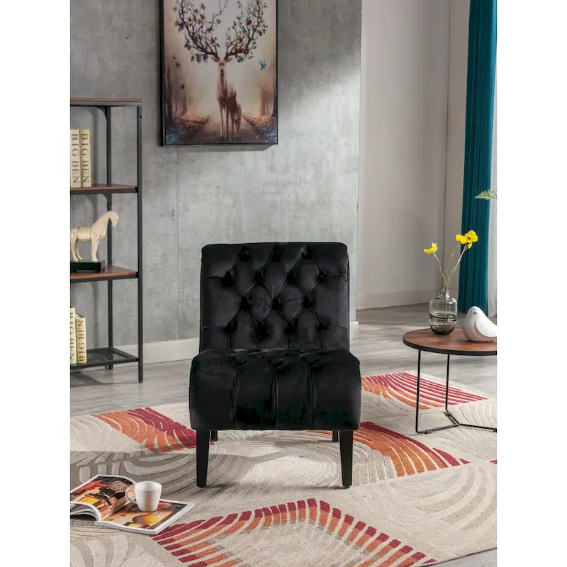 Fauteuil d'appoint en velours avec pieds en bois – Siège individuel, plusieurs couleurs
