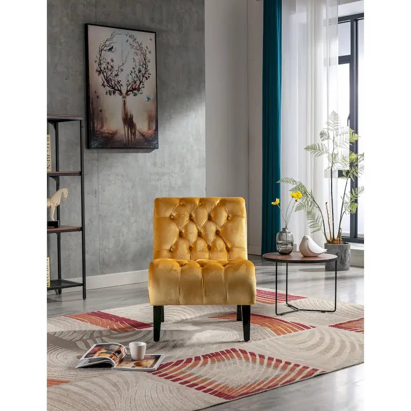 Fauteuil d'appoint en velours avec pieds en bois – Siège individuel, plusieurs couleurs