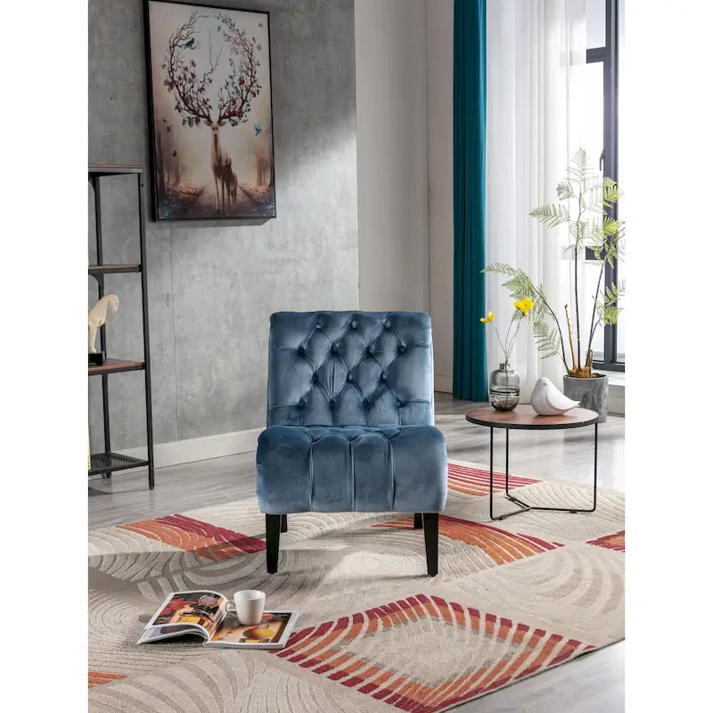 Fauteuil d'appoint en velours avec pieds en bois – Siège individuel, plusieurs couleurs
