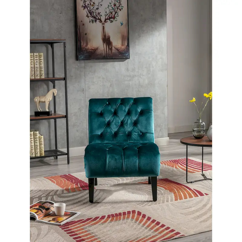Fauteuil d'appoint en velours avec pieds en bois – Siège individuel, plusieurs couleurs