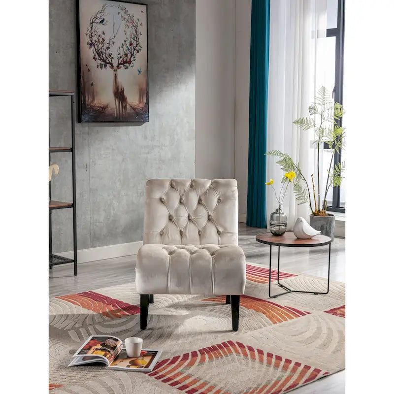 Fauteuil d'appoint en velours avec pieds en bois – Siège individuel, plusieurs couleurs