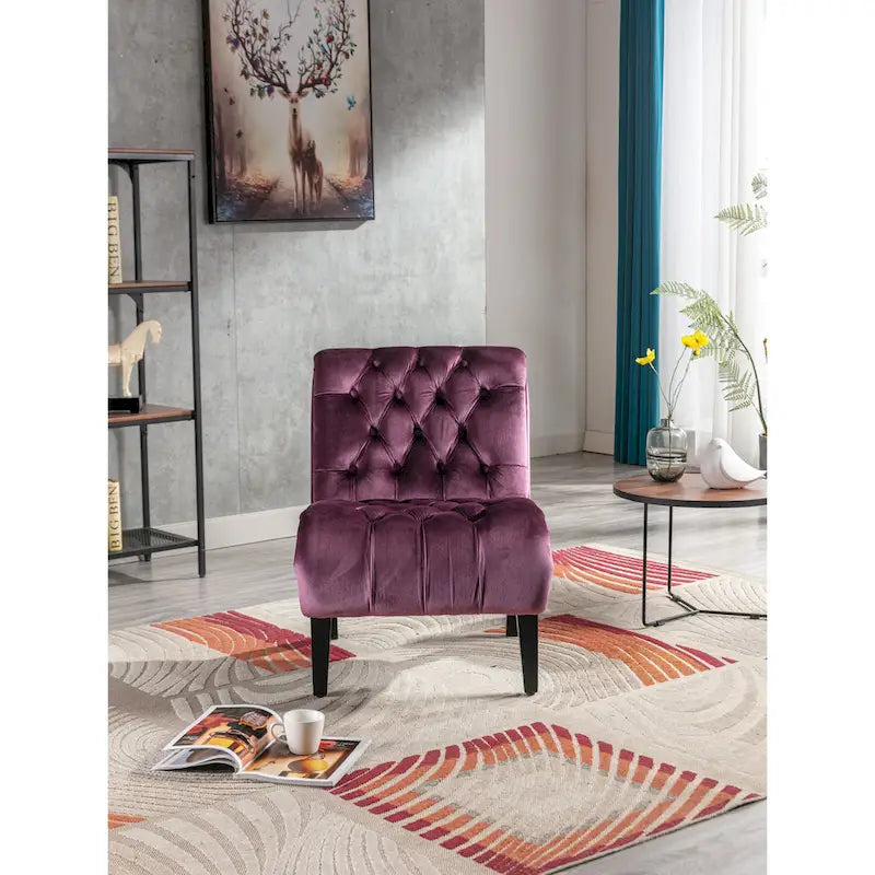 Fauteuil d'appoint en velours avec pieds en bois – Siège individuel, plusieurs couleurs