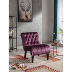 Fauteuil d'appoint en velours avec pieds en bois – Siège individuel, plusieurs couleurs
