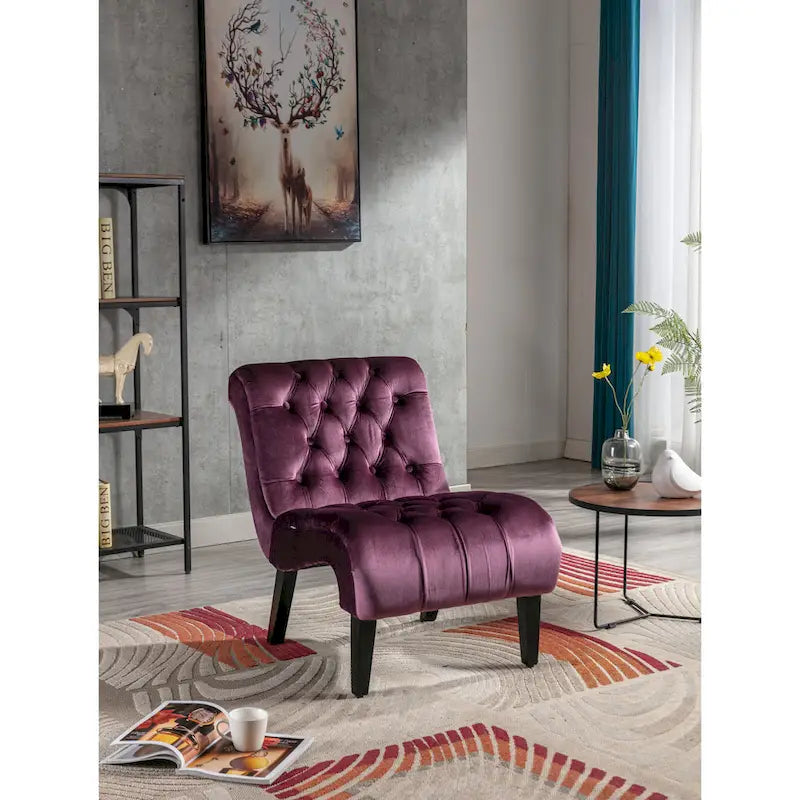 Fauteuil d'appoint en velours avec pieds en bois – Siège individuel, plusieurs couleurs