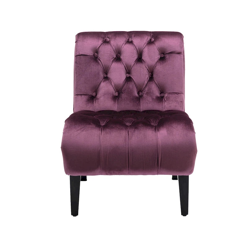 Fauteuil d'appoint en velours avec pieds en bois – Siège individuel, plusieurs couleurs