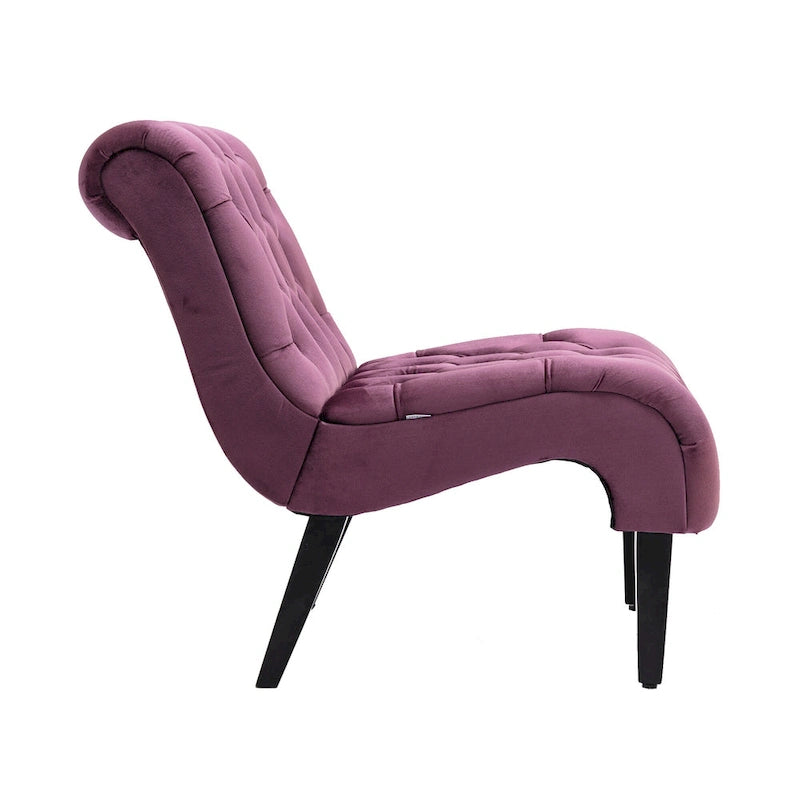 Fauteuil d'appoint en velours avec pieds en bois – Siège individuel, plusieurs couleurs