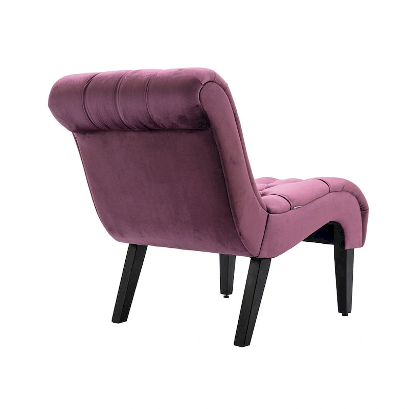 Fauteuil d'appoint en velours avec pieds en bois – Siège individuel, plusieurs couleurs