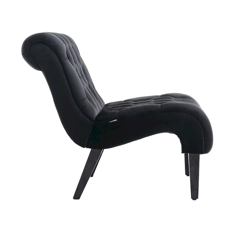 Fauteuil d'appoint en velours avec pieds en bois – Siège individuel, plusieurs couleurs