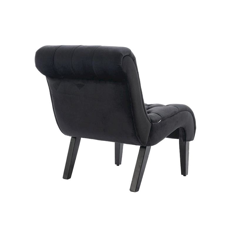 Fauteuil d'appoint en velours avec pieds en bois – Siège individuel, plusieurs couleurs