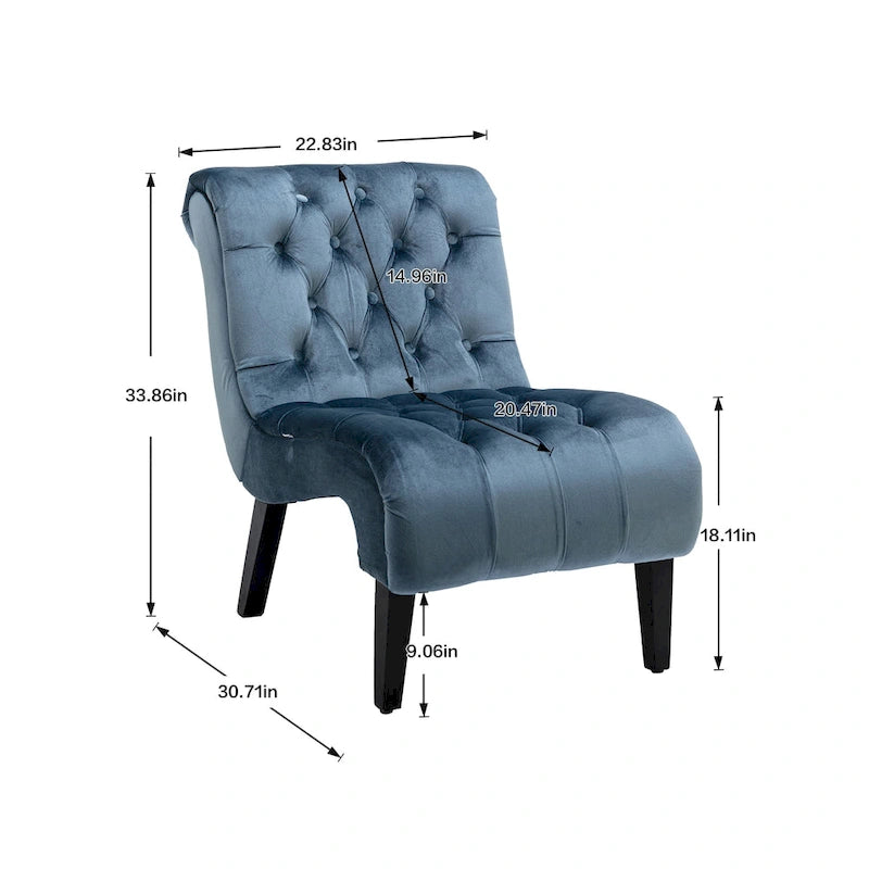 Fauteuil d'appoint en velours avec pieds en bois – Siège individuel, plusieurs couleurs