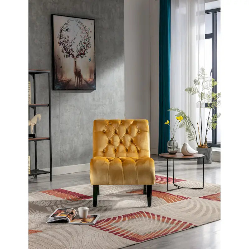 Fauteuil d'appoint en velours avec pieds en bois – Siège individuel, plusieurs couleurs