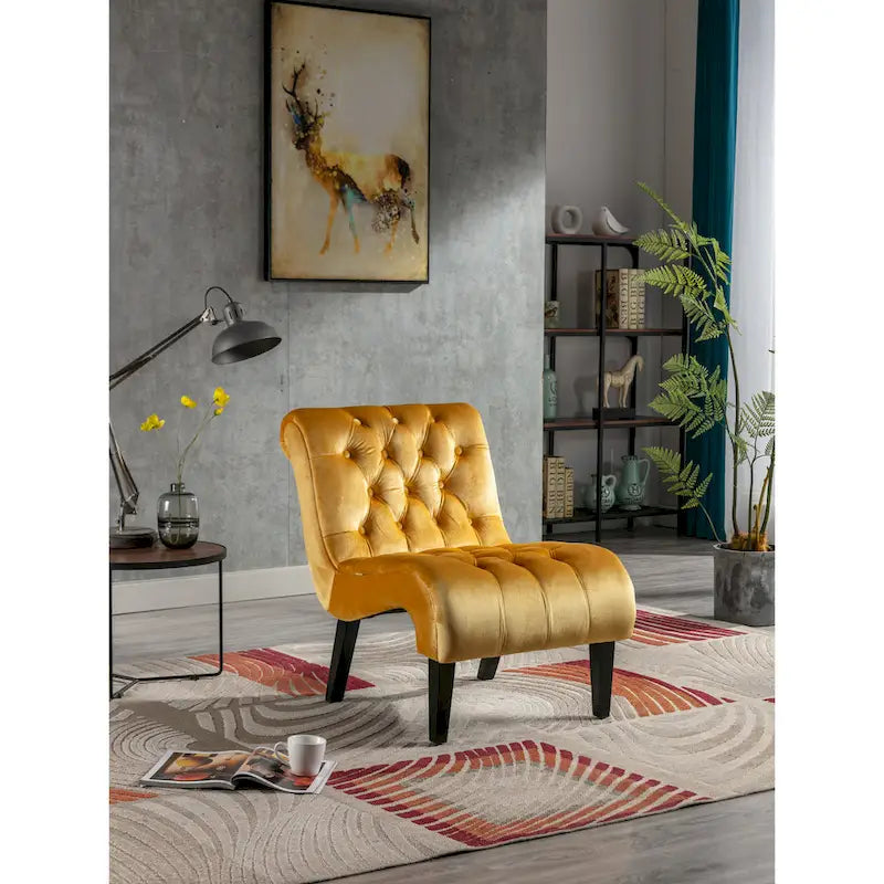 Fauteuil d'appoint en velours avec pieds en bois – Siège individuel, plusieurs couleurs