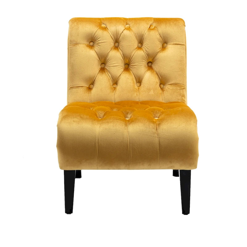 Fauteuil d'appoint en velours avec pieds en bois – Siège individuel, plusieurs couleurs