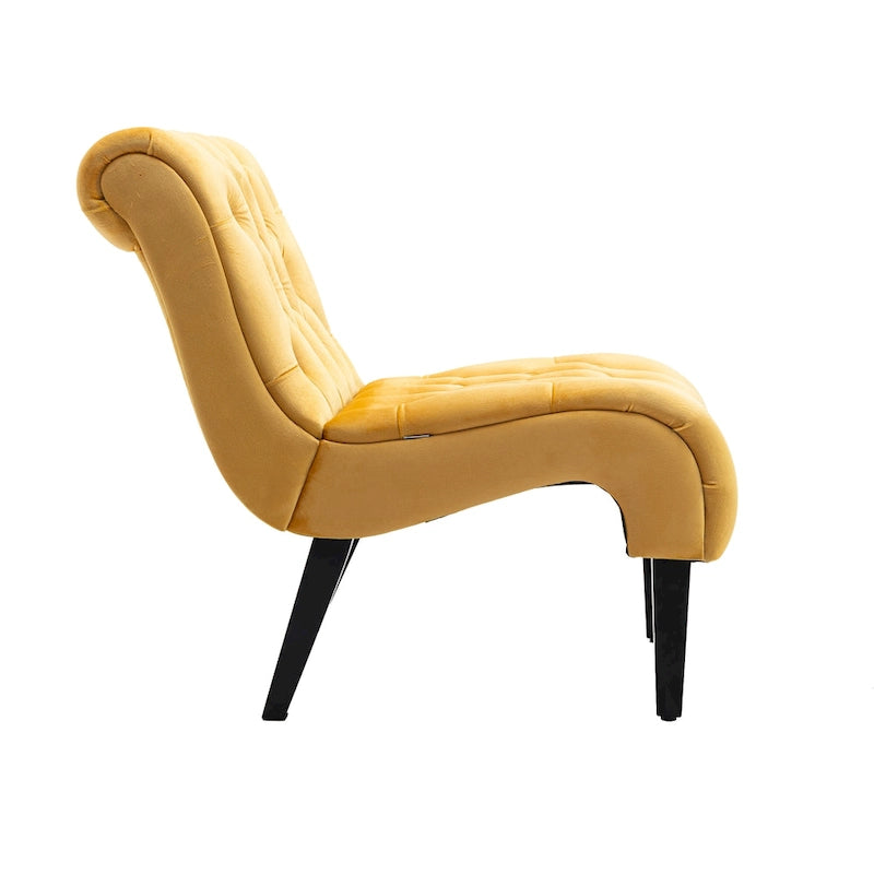 Fauteuil d'appoint en velours avec pieds en bois – Siège individuel, plusieurs couleurs