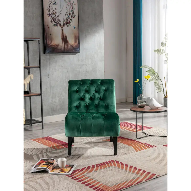 Fauteuil d'appoint en velours avec pieds en bois – Siège individuel, plusieurs couleurs
