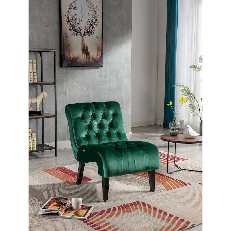 Fauteuil d'appoint en velours avec pieds en bois – Siège individuel, plusieurs couleurs