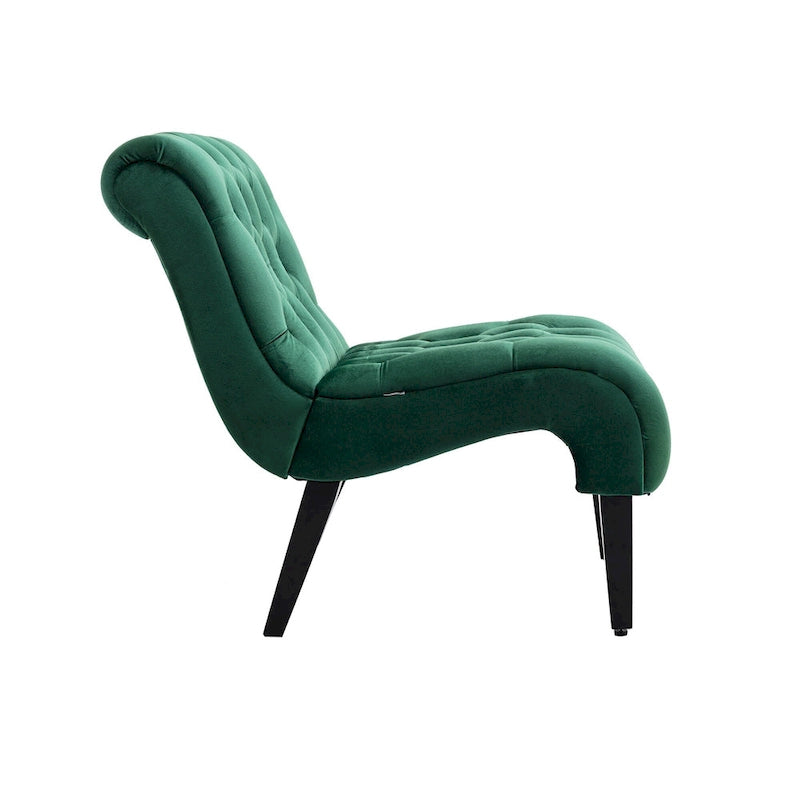 Fauteuil d'appoint en velours avec pieds en bois – Siège individuel, plusieurs couleurs