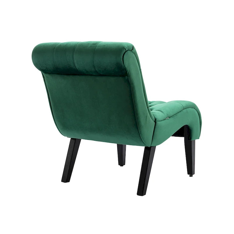 Fauteuil d'appoint en velours avec pieds en bois – Siège individuel, plusieurs couleurs