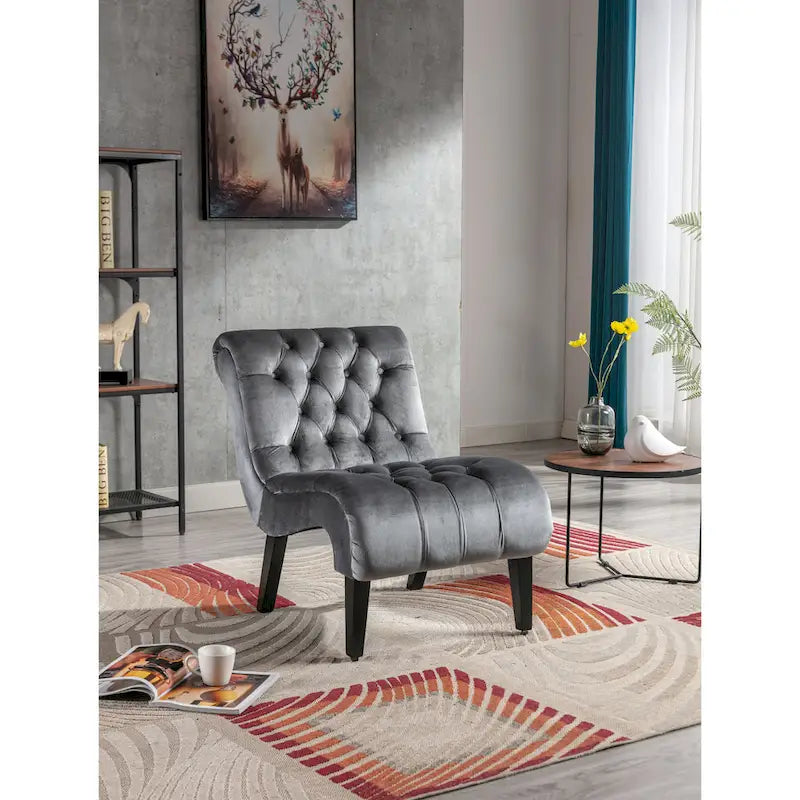 Fauteuil d'appoint en velours avec pieds en bois – Siège individuel, plusieurs couleurs