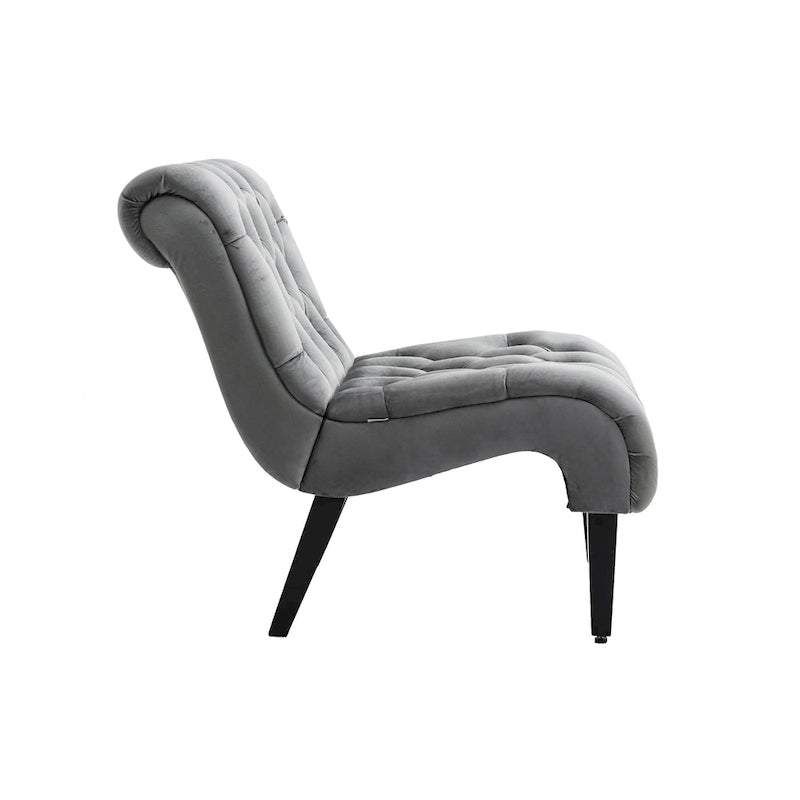 Fauteuil d'appoint en velours avec pieds en bois – Siège individuel, plusieurs couleurs