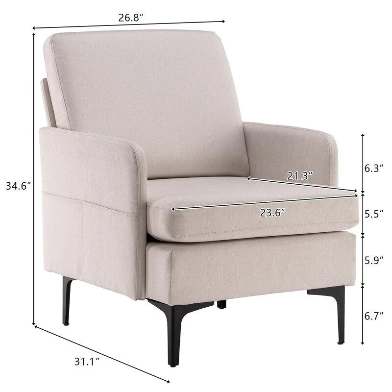 Fauteuil d'appoint en tissu 4 coloris