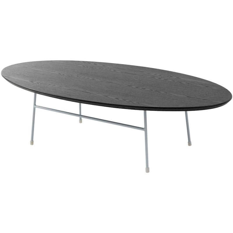 Table basse ovale – Bois naturel / Noir / Noyer / Blanc | Milieu du siècle moderne | Base en acier