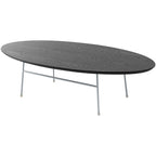 Table basse ovale – Bois naturel / Noir / Noyer / Blanc | Milieu du siècle moderne | Base en acier