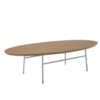 Table basse ovale – Bois naturel / Noir / Noyer / Blanc | Milieu du siècle moderne | Base en acier