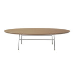 Table basse ovale – Bois naturel / Noir / Noyer / Blanc | Milieu du siècle moderne | Base en acier