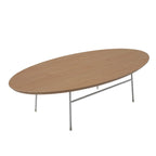 Table basse ovale – Bois naturel / Noir / Noyer / Blanc | Milieu du siècle moderne | Base en acier