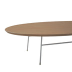 Table basse ovale – Bois naturel / Noir / Noyer / Blanc | Milieu du siècle moderne | Base en acier