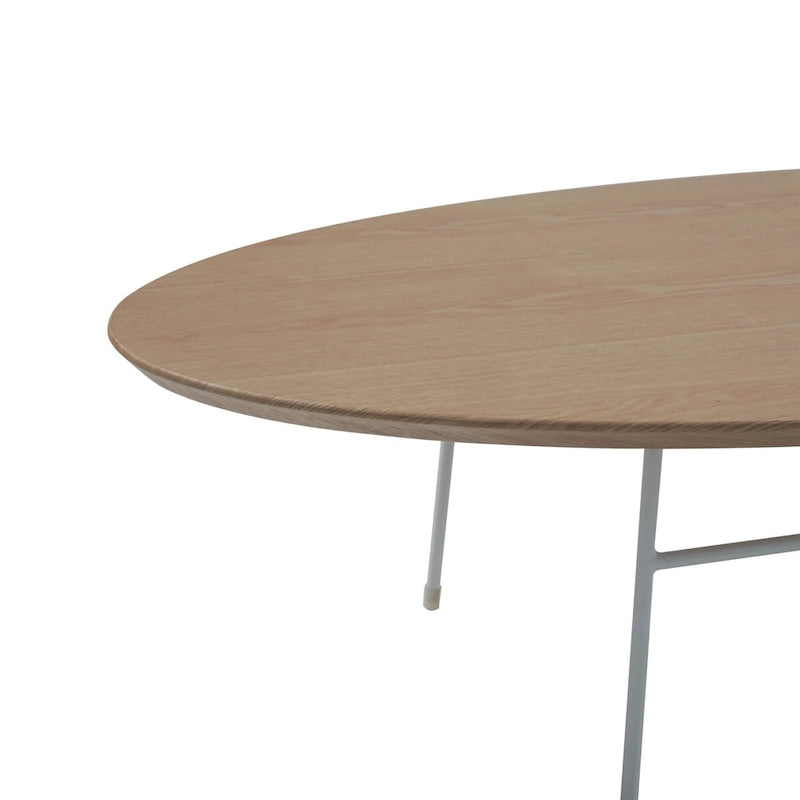 Table basse ovale – Bois naturel / Noir / Noyer / Blanc | Milieu du siècle moderne | Base en acier