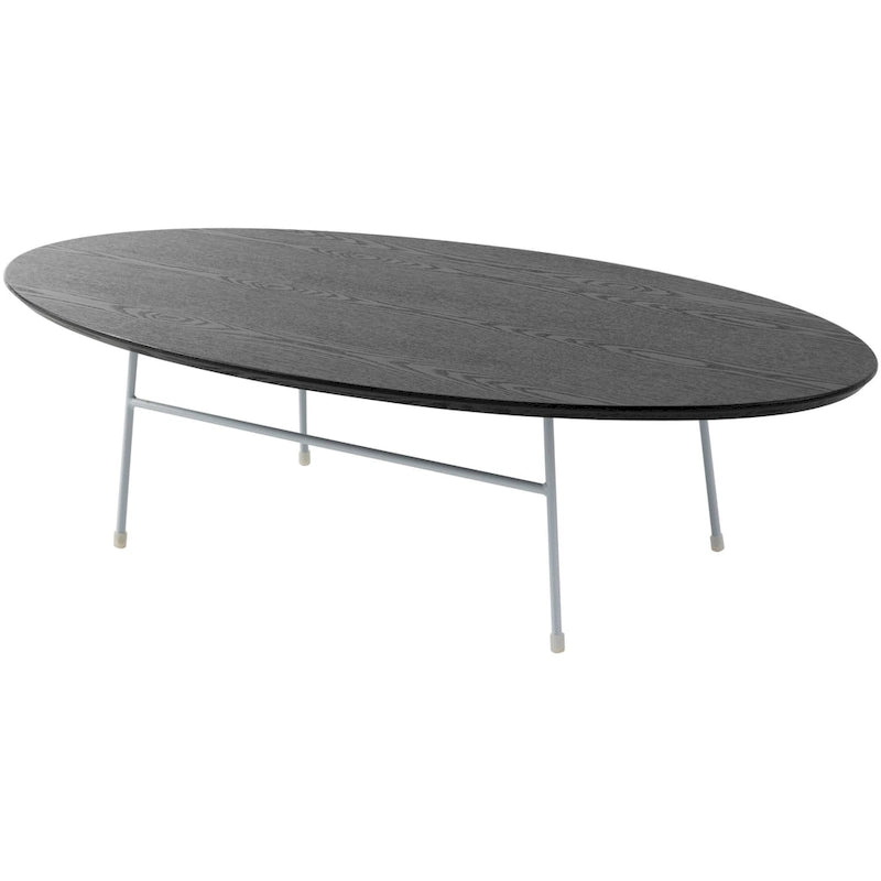 Table basse ovale – Bois naturel / Noir / Noyer / Blanc | Milieu du siècle moderne | Base en acier