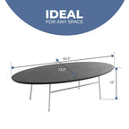 Table basse ovale – Bois naturel / Noir / Noyer / Blanc | Milieu du siècle moderne | Base en acier