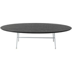 Table basse ovale – Bois naturel / Noir / Noyer / Blanc | Milieu du siècle moderne | Base en acier