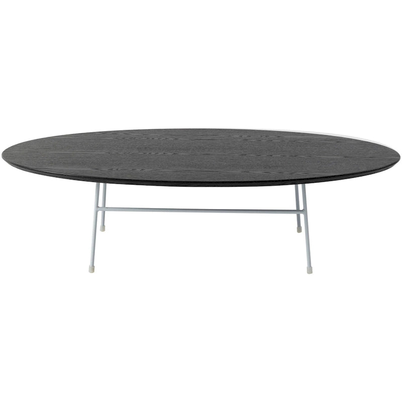 Table basse ovale – Bois naturel / Noir / Noyer / Blanc | Milieu du siècle moderne | Base en acier