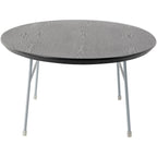 Table basse ovale – Bois naturel / Noir / Noyer / Blanc | Milieu du siècle moderne | Base en acier
