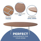 Table basse ovale – Bois naturel / Noir / Noyer / Blanc | Milieu du siècle moderne | Base en acier